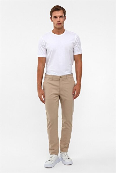 SÜVARİ Bej Slim Desenli Pantolon