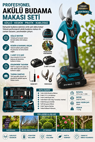 Spech Power X2 Akülü Dal Budama Makinesi Ağaç Şarjlı Dal Budama Makası Profos...