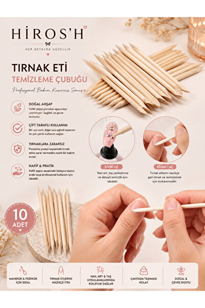 HİROS'H Tırnak Eti İtici Portakal Çubuğu Ahşap