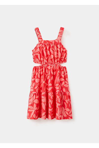 MANGO Kids Yırtmaç detaylı desenli elbise