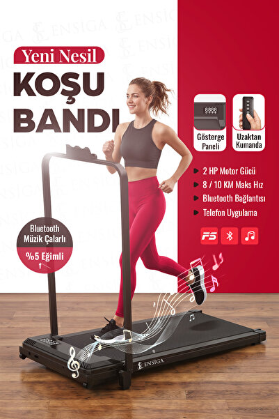 EN SİGA Yeni Nesil Bluetoothlu Koşu Bandı %5 Eğimli Müzik Çalarlı 8/10 Km Hız...