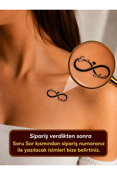 Generic Kişiye Özel İsimli Geçici Dövme Sonsuzluk Tattoo Çift Dövmesi Minimal...