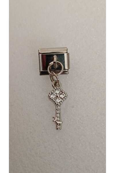 OCTBJX Sallantılı Zirkon Taşlı Anahtar İtalyan Charm