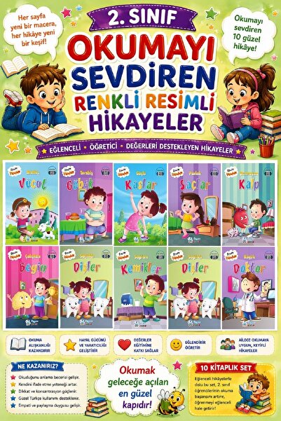 Üçgen Yayıncılık 2. Sınıf Okumayı Sevdiren Renkli Resimli Hikayeler 21 - 10 K...