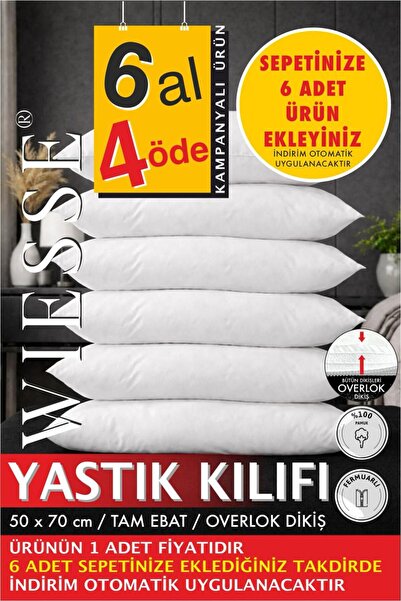 WİESSE YASTIK KILIFI - BEYAZ - PAMUKLU - FERMUARLI - 50x70 cm - 1 ADET FİYATIDIR