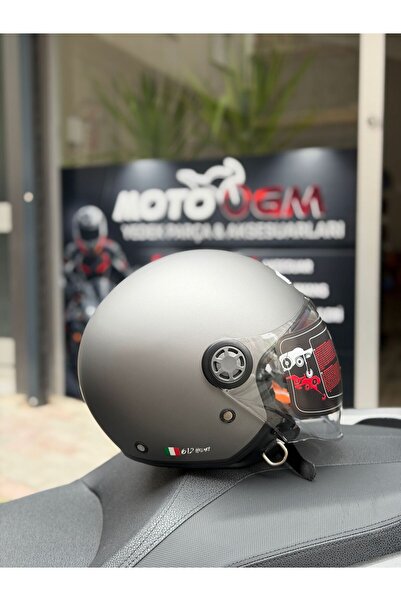 Free-M FR-612 Yarım Camlı Mat Gri Kask