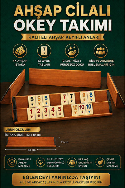 nextbuy Ahşap Cilalı Okey Takımı Ağaç Istaka Melamin Taşlı Kahveci Hobi Oyun ...