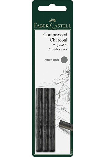 Faber Castell BLISTER 3 BUCĂȚI CĂrbune presat PITT MONOCHROME EXTRA-MOȘTENIT ...