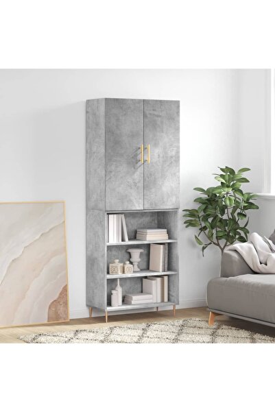 Concept Dulap înalt, gri beton, 69,5x34x180, lemn compozit