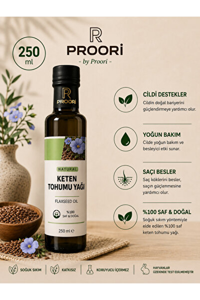Proori زيت بذور الكتان الطبيعي - زجاجة 250 مل