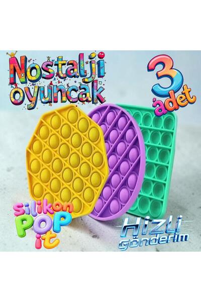 fresh in city 3Pcs Mini Pop It Square-Round-Octagonal-Heart Popit Shaped Sens...