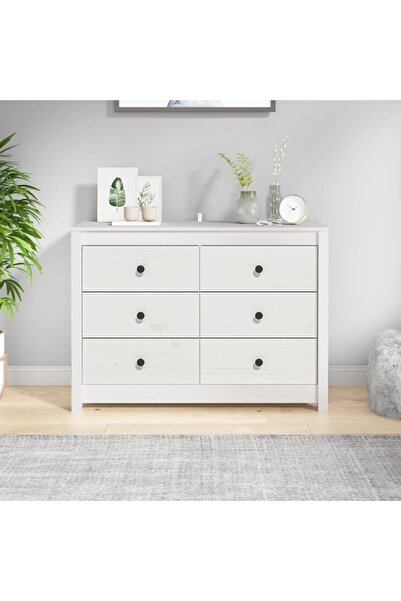 Concept Dulap lateral, alb, 100x40x72 cm, lemn masiv de pin