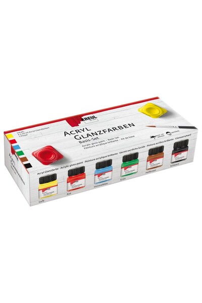 Kreul Vopsea acrilică lucioasă de bază, set de 6 bucăți x 20 ml