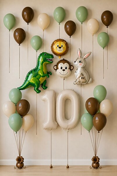 Miels Concept Boy's Safari Animal Figured Concept Birthday Candle Balloon Set...
