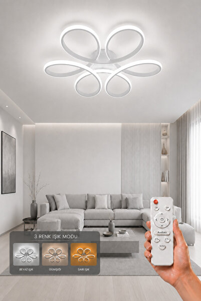 AvizeGO Niva LED Plafonyer Avize 3 Renk Kumandalı