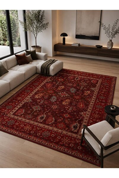 Neşem Halı Boutique EKO HALI Pietra PTA 24 Red Sıcak Renk Tonlarını Etnik Des...