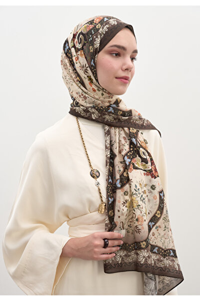 Freshscarfs Berthe Desen Şal Tozlu Kahve