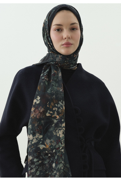 Freshscarfs Gece Mavisi Dark Beauty Desenli Pamuk Viskon Şal