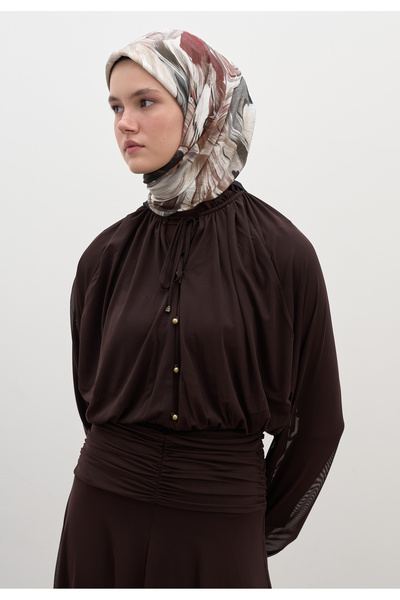 Freshscarfs Μαύρο κασκόλ από βαμβάκι και βισκόζη με σχέδιο άνθη βανίλιας
