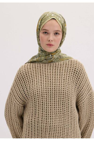 Freshscarfs Siara Desen Şal Zeytin Yeşili