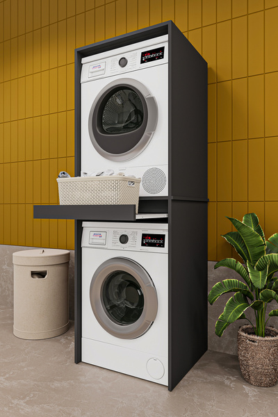 asratrend Lüks Çekmeceli Çamaşır Makinesi Dolabı %100 MDF Çamaşır Kurutma Ban...