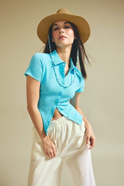 DeFacto Fitted Shirt with Collar and Short Sleeves D4520Ax26Sm