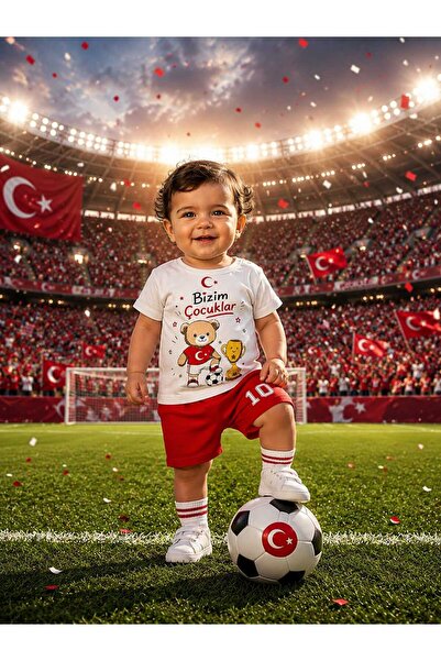 LİLİYUM طقم صيفي مكون من قطعتين للأولاد مطبوع عليه عبارة "World Cup Our Kids"...