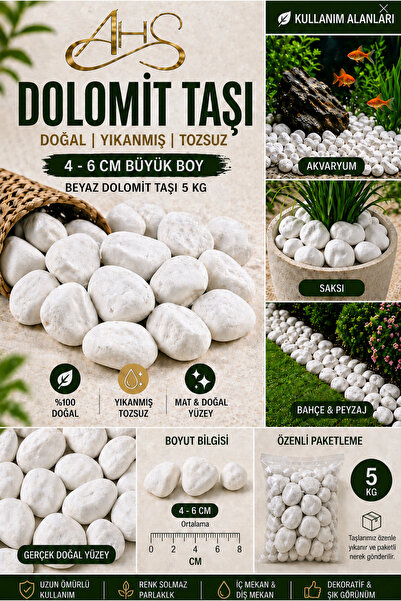 White Dolomite Stone 5 Kg 4-6 Cm Stream Pebble Stone Garden Landscape Ornamental Stone Flower Pot Terrarium Aquarium Stone