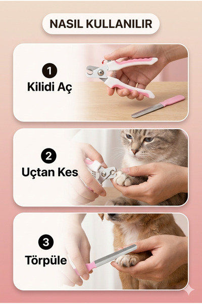 Beatitude Kedi Ve Küçük Irk Köpek Tırnak Makası ve Törpü Seti Evcil Hayvan Tırnak Manikür Bakım ürünü