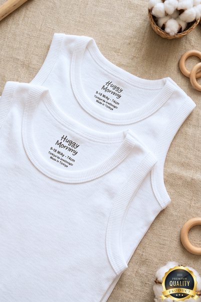 Huggy Mommy Premium 100% Organic Cotton Rib 3-Piece White Sleeveless Undershirt Baby Bodysuit Snap Fastener Baby Badi Set