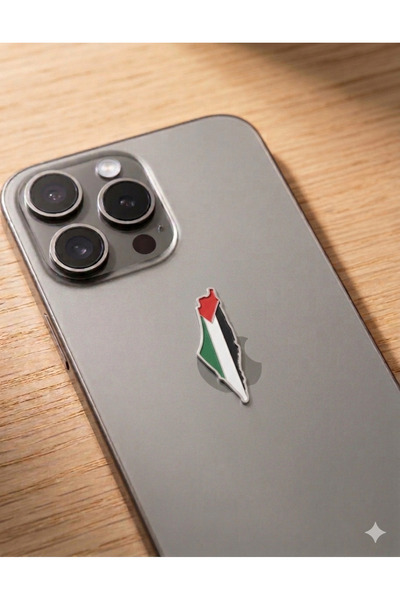 Zaytoon ملصق معدني لتزيين ظهر الهاتف، خريطة فلسطين، علم ملون، تفاصيل ذهبية ثل...