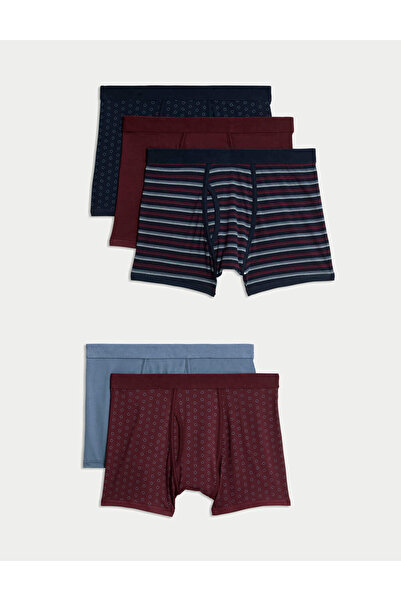 Marks & Spencer 5’li Pamuk-Streç Karışık Desenli Trunk Seti