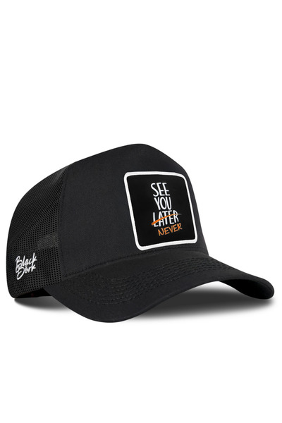 BlackBörk See You Later Never Logolu Siyah Trucker Şapka