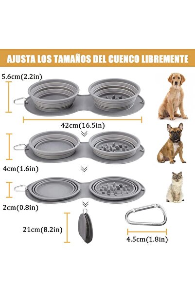 Arabest 2-in-1 Collapsible Dog Bowls, Foldable Travel Pet Food & Water Bowl w...
