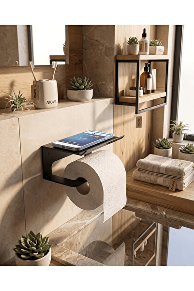 Mova Dizayn Rack Toilet Paper Holder with Phone Stand Bathroom Toilet Paper H...