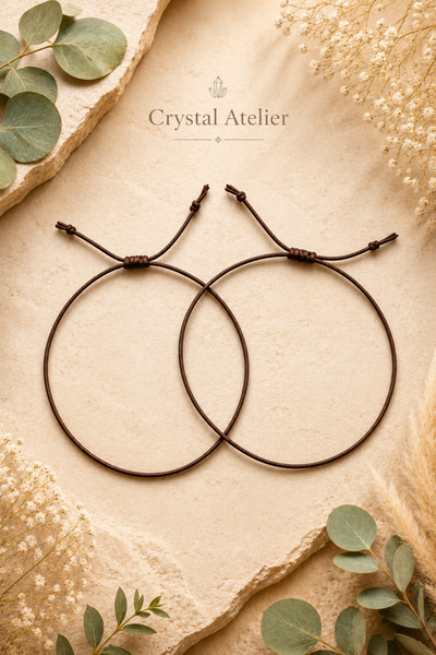 Crystal Atelier Kahverengi İp Bileklik Ayarlanabilir Makrome Unisex Minimal Ş...