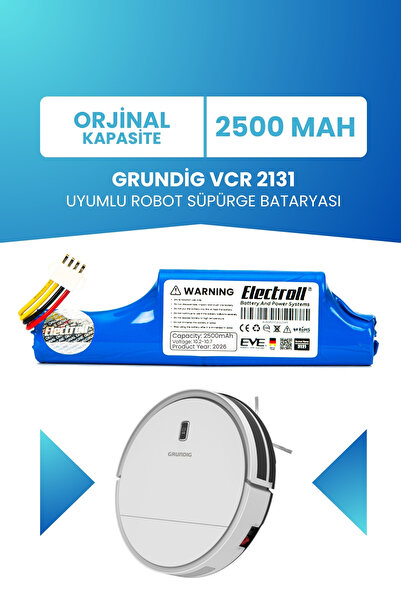 ELECTROLL GRUNDİG VCR 2131 Uyumlu Batarya (ORJİNAL KAPASİTE) 2500mah Pil Robo...