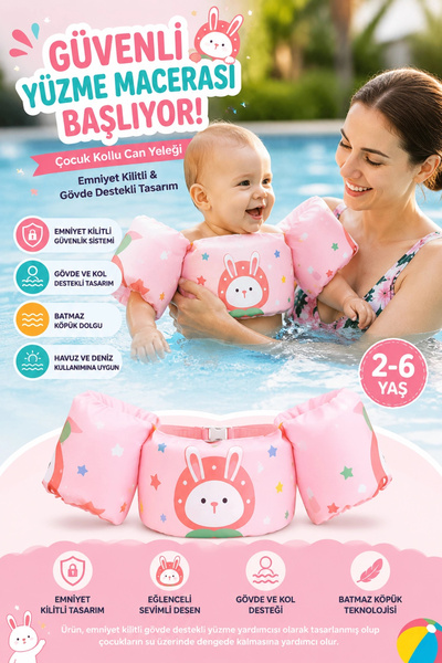 BigsToy Tavşan Temalı Bebek Kolluk Can Simidi Seti - Güvenli Göğüs Destekli B...