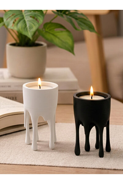 exemum EXEPAZAR Eriyen Form Tasarımlı Modern Dekoratif Tealight Mumluk Seti 2...