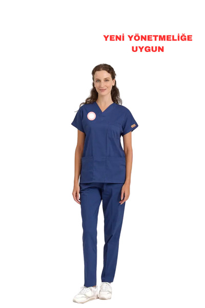 Brl Üniforma Lacivert Hemşire Forması Likralı Scrubs Unisex Takım - Yeni Yöne...
