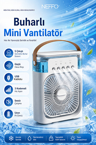 NEFFO 600 ml Su Tanklı Buharlı Serinletici Fan | Taşınabilir Mini Klima Fanı ...