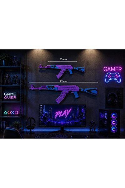 Erz3Design Dekoratif 2D AK-47 Midnight Laminate Model | 25 & 50 cm Seçenekli ...