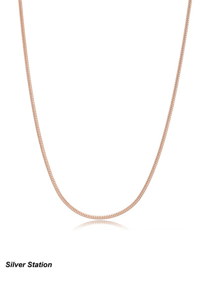 Silver Station İtalyan Rose Renk Yılan Gümüş Kolye 40-45-50-55-60-75 cm
