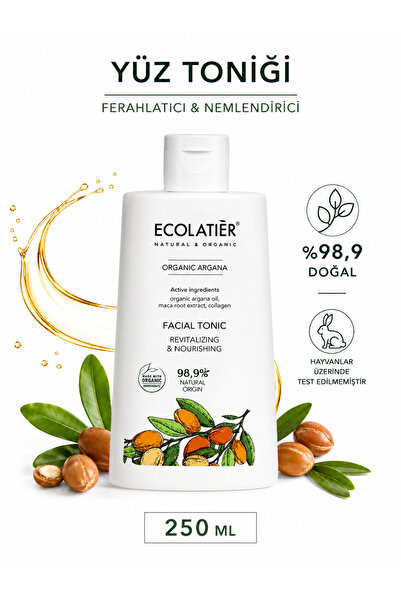 ECOLATIER Yüz Tonik Organik Argan Tüm Ciltler İçin Canlandırıcı Nemlendirici ...
