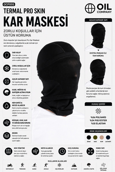 OIL COMPANY Balaclava termică unisex cu protecție completă