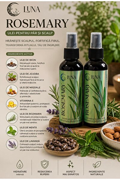 LUNA SPA Ulei de Păr cu Rozmarin, Jojoba și Ricin – Tratament Anticădere, Sti...