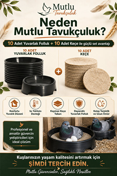MUTLU TAVUKÇULUK Folluk 10 Adet 10 Adet Keçe Güvercin Oval Güvercin Folluğu V...