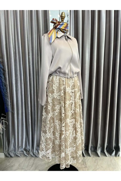 Modario Hale Lisa Lace Skirt Suit - Mink - 2
