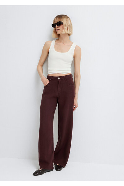 Mavi Pantaloni din in roșu claret 1011267-70259