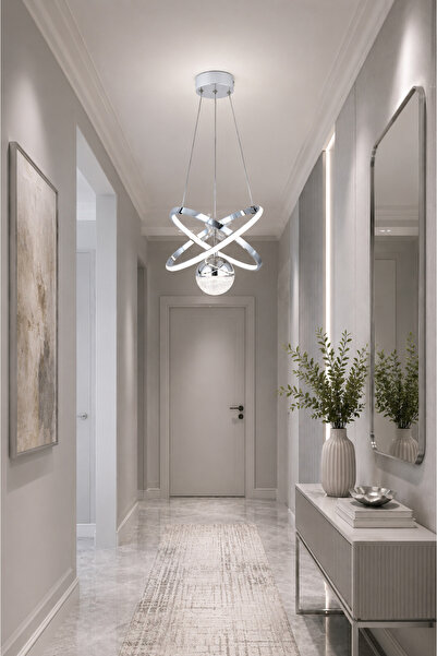 GUSTO LİGHTİNG MODERN CARLA TEK TOP LED SARKIT AVİZE ,KROM, 3 Renk Ayarlanabi...